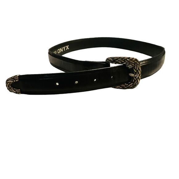 Vintage Brighton Onyx Leather Belt - Picture 1 of 4